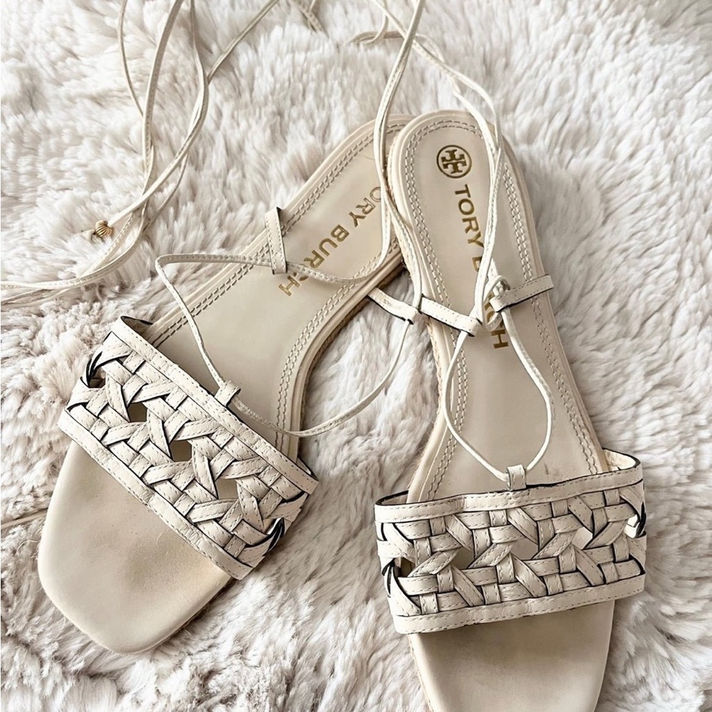Tory Burch Woven Cream Sandals